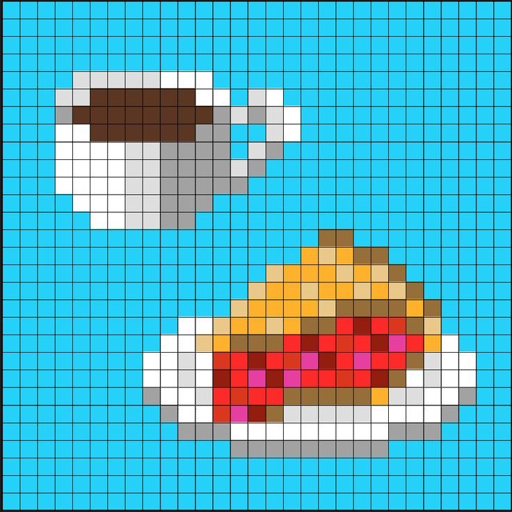 Рисунки по клеточкам маленькие еда