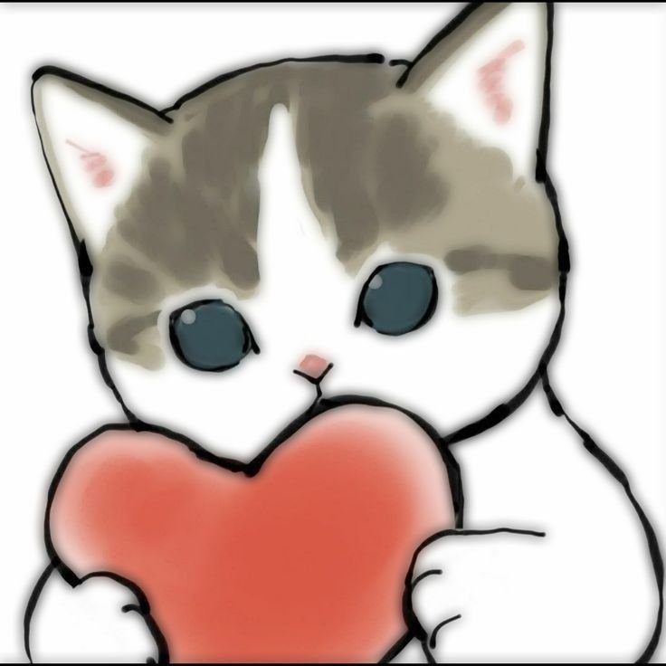Котик с сердечком рисунок