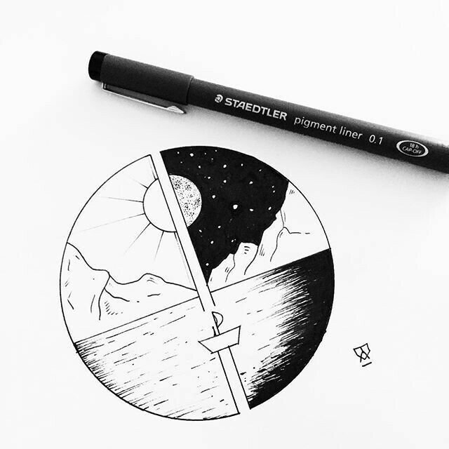 Рисунки чёрной руччкой