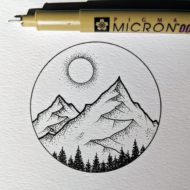 Рисунки чёрной гелевой ручкой
