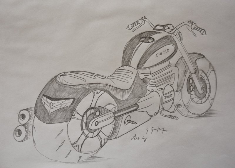 Мотоцикл рисунок карандашом