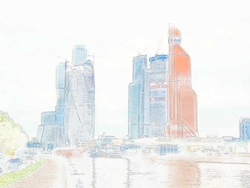 Москва Сити акварель