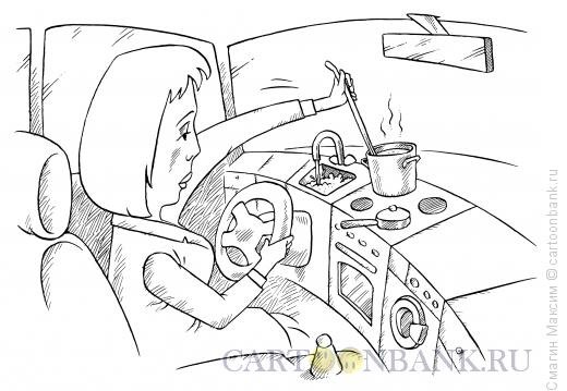 Девушка за рулем карикатура