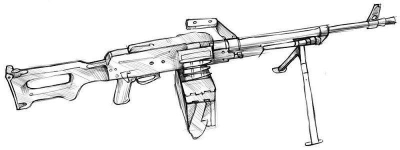 Автомат рисунок карандашом