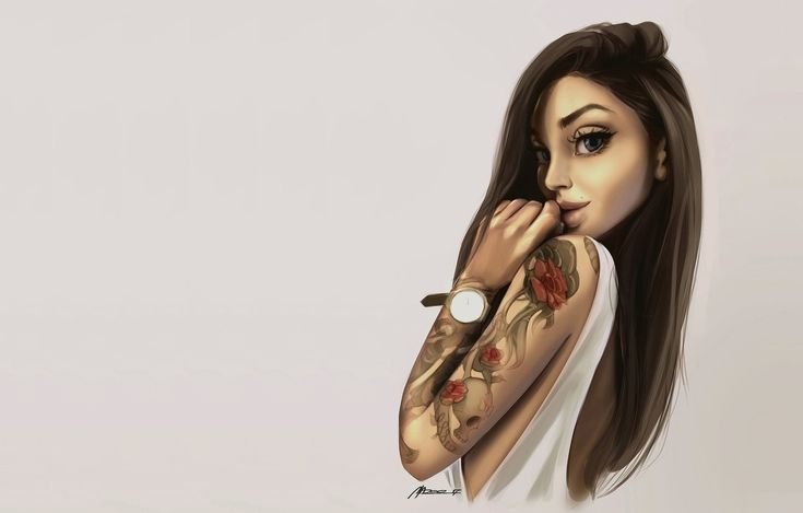 Девушка Digital Art with Tattoos