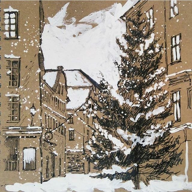 Зимний пейзаж Графика