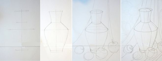 Этапы рисования натюрморта карандашом
