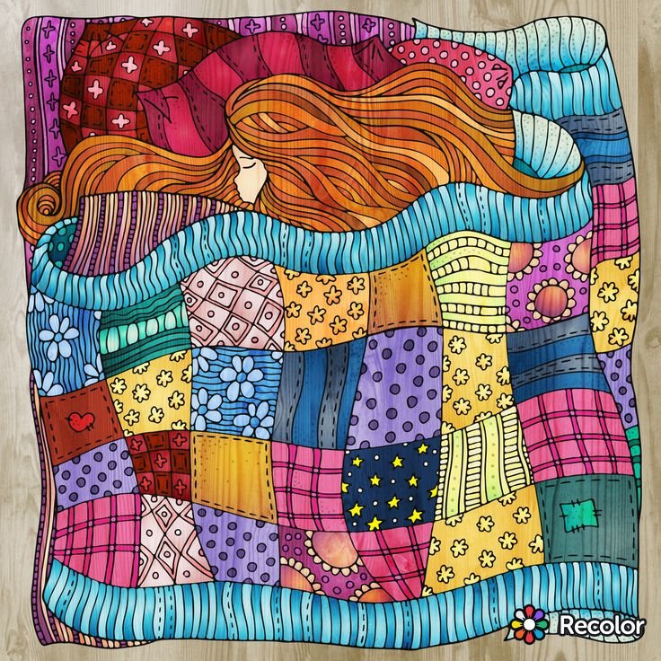Лоскутное одеяло Quilt акварель