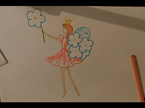 Дюймовочка рисунок карандашом