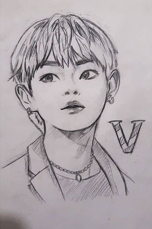BTS карандашом Тэхен
