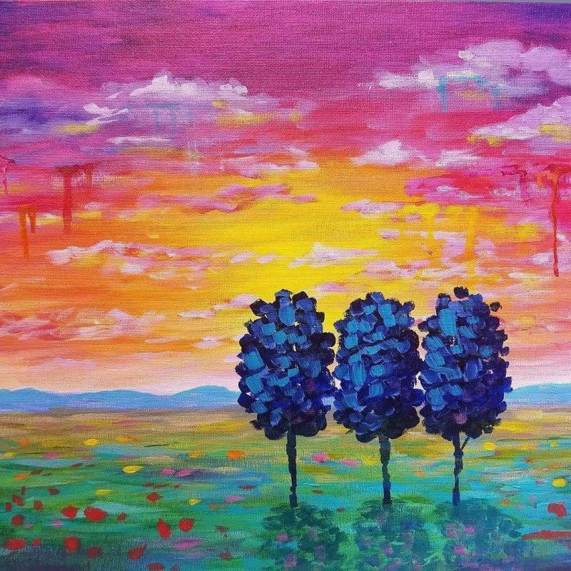 Нарисовать пейзаж красками