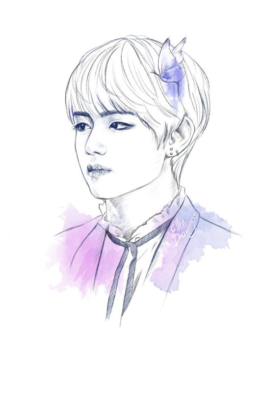 Рисунки БТС Тэхен