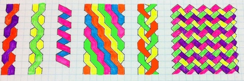 рисунок косичка по клеточкам