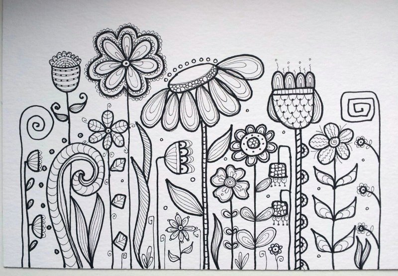 дудлинг цветы