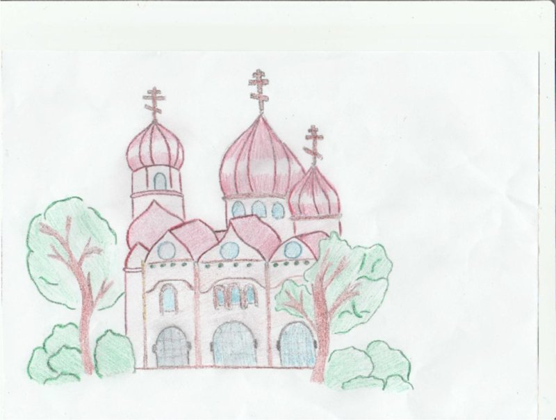 Монастырь рисунок лёгкий