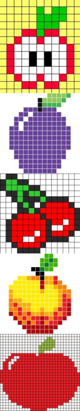 Рисование по клеточкам фрукты