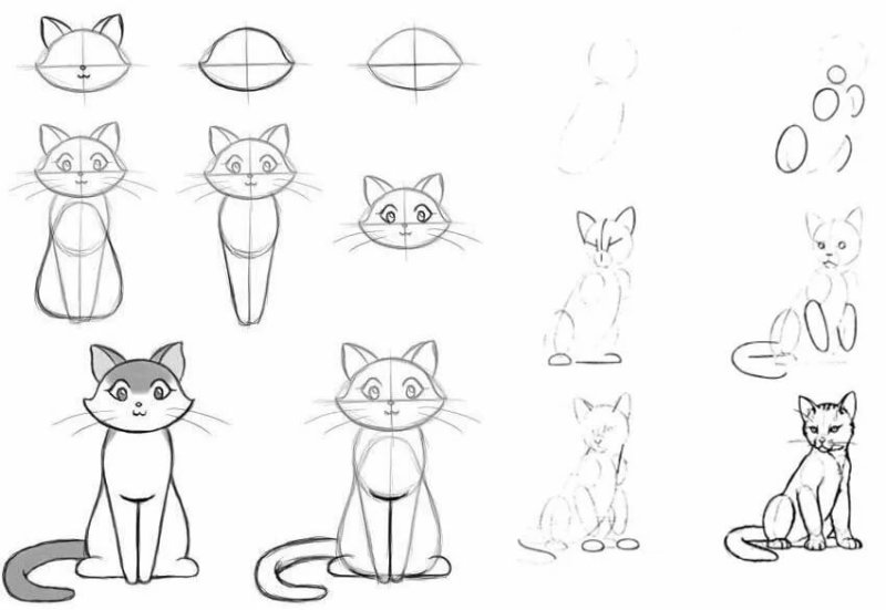 Кошка рисунок карандашом