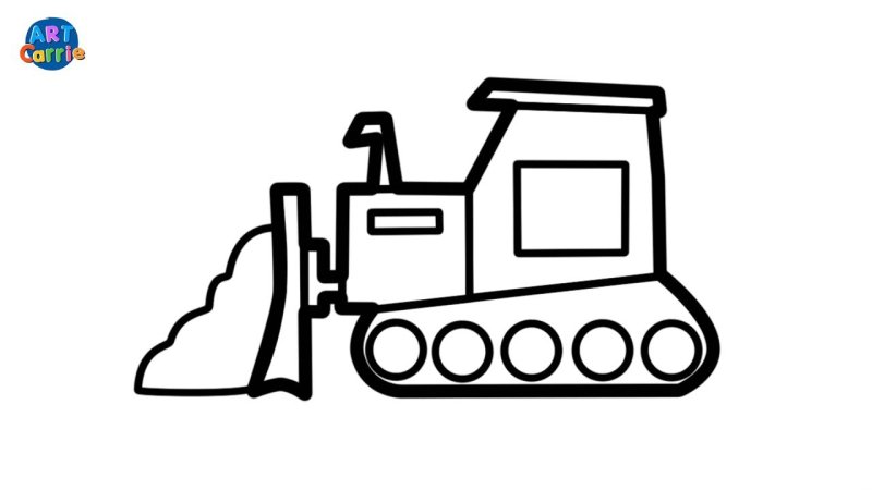 Бульдозер раскраска для детей