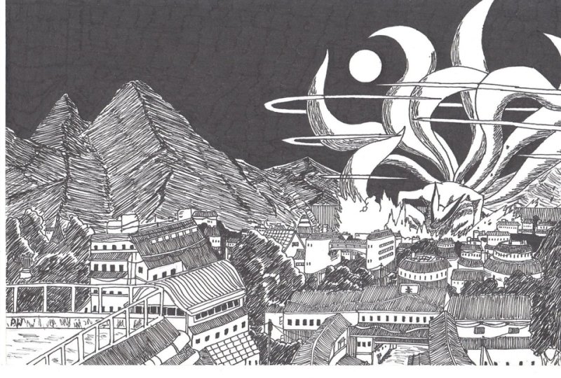 Коноха черно белая