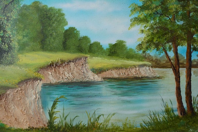 Рисование берег реки