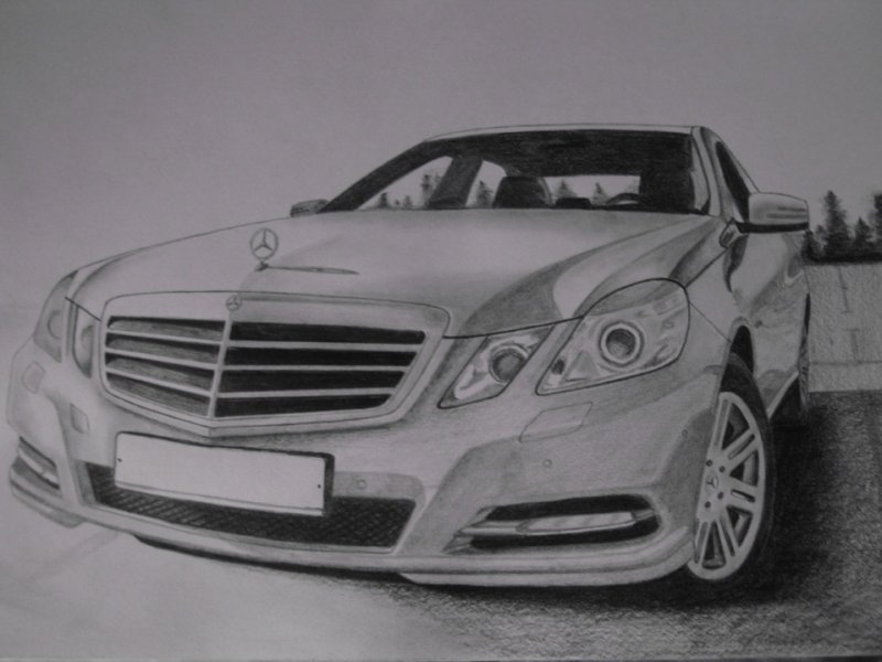 Мерседес Benz e class w212 карандашом