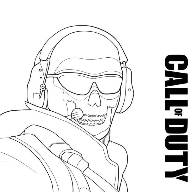 Гоуст из Call of Duty раскраска