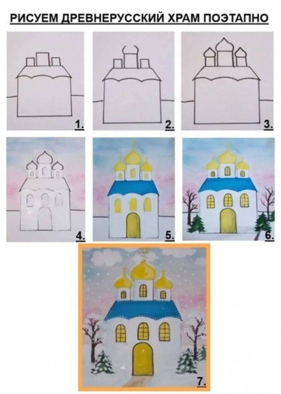 Церковь рисунок для детей