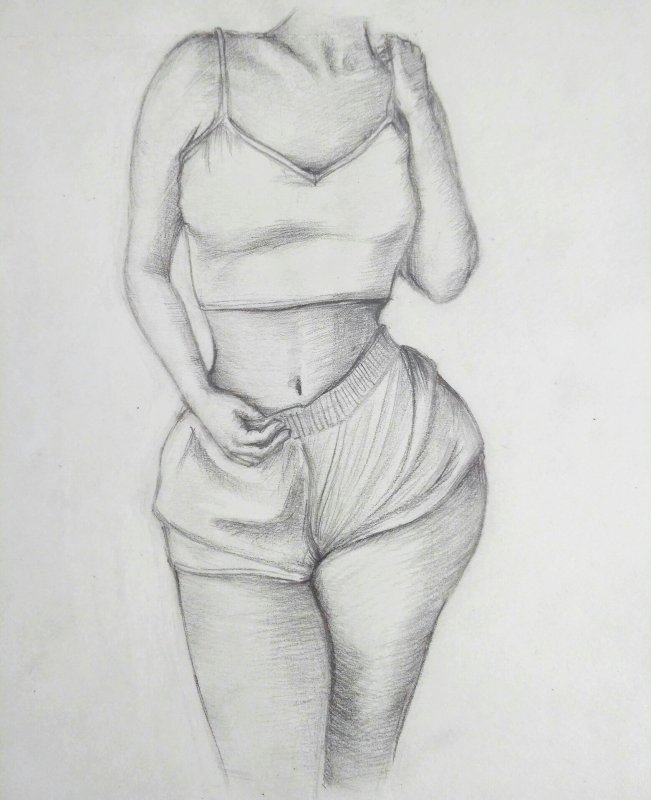 Женское тело рисунок карандашом