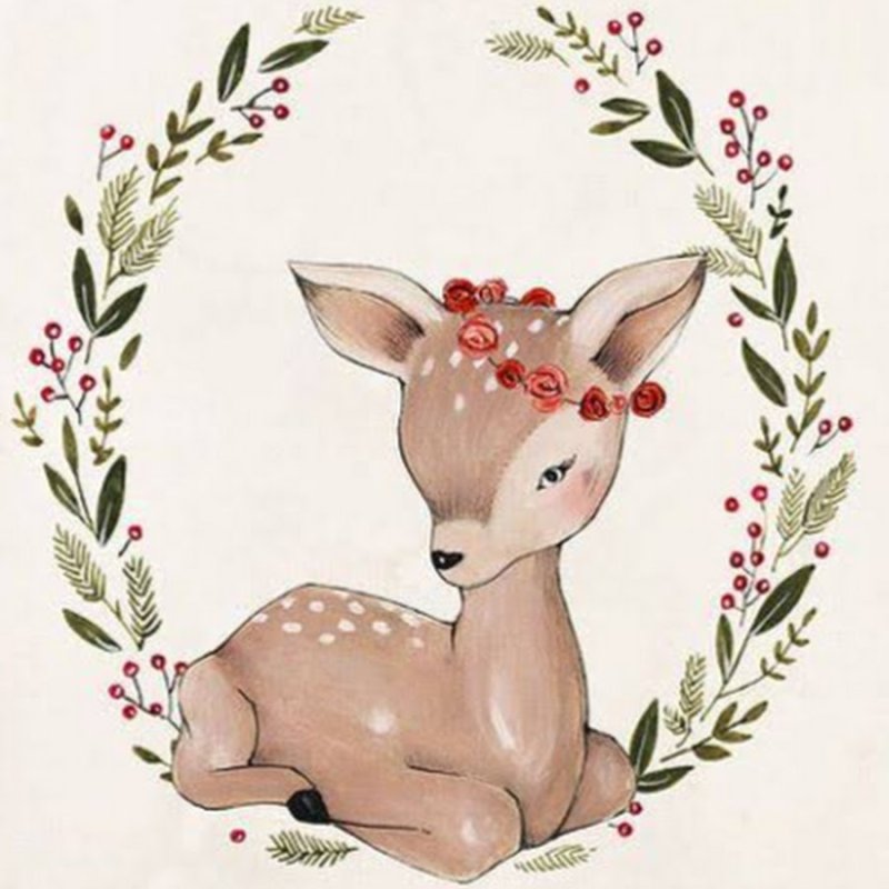 акварельный олененок