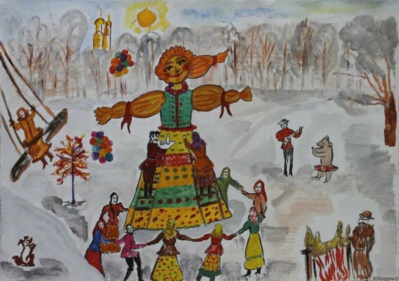 Чучело Масленицы рисунок