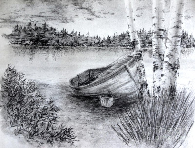 Пейзаж Графика карандаш