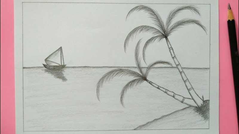 Рисунки карандашом пейзажи легкие