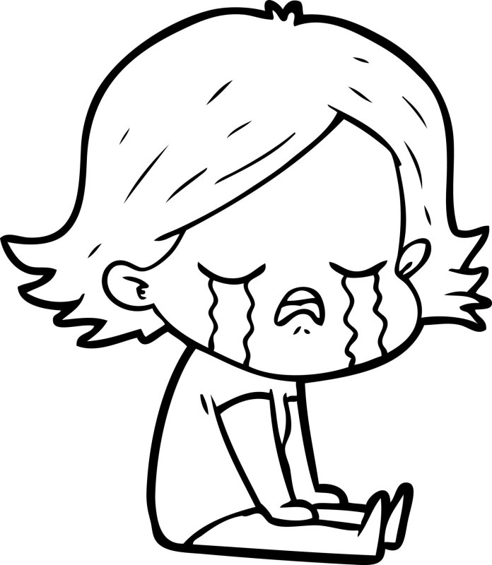 Девочка плачет раскраска