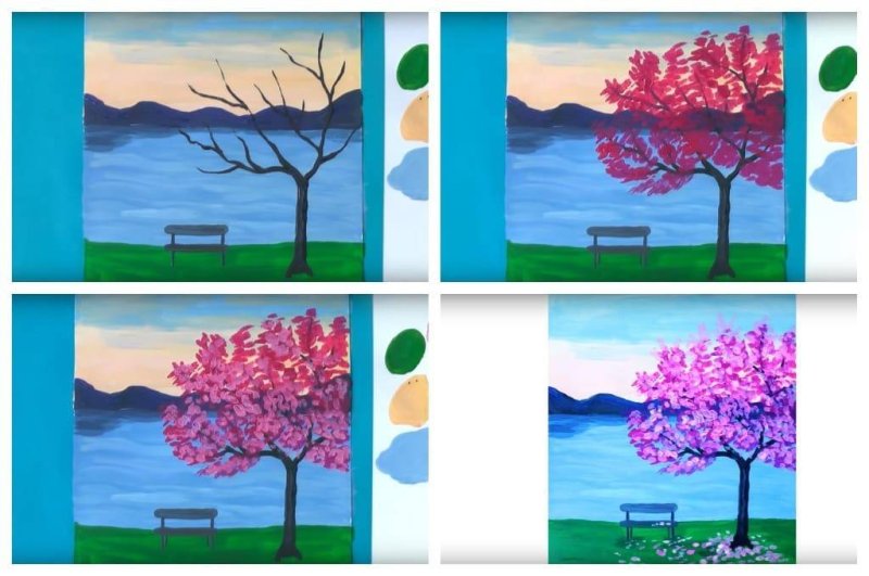 весенний пейзаж поэтапно