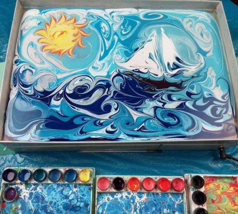 Техника эбру рисование на воде