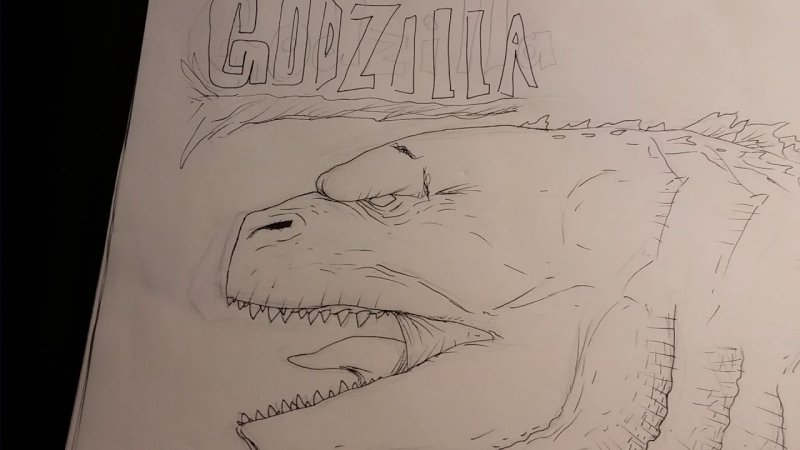Годзилла рисунок карандашом