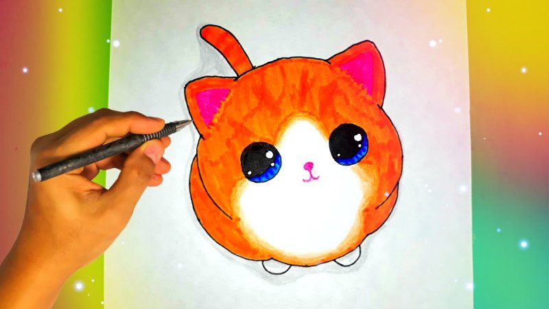 Лёгкий рисунок с котиком красками