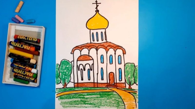 Рисунок церкви для срисовки