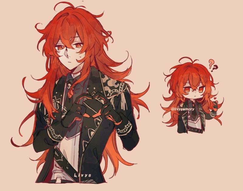 дилюк геншин импакт арты