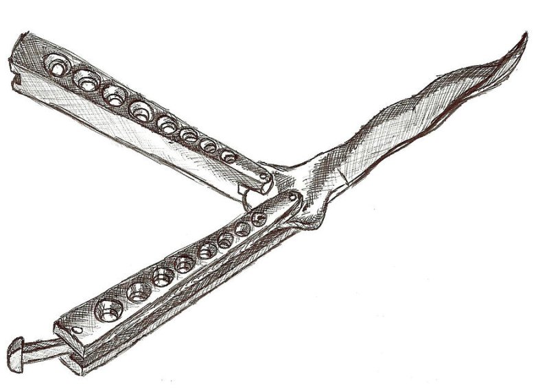 Разукрасить нож бабочку