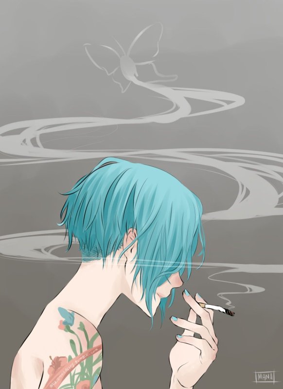 Аниме парень с бирюзовыми волосами