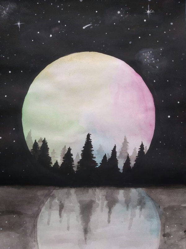 Рисунок ночного пейзажа