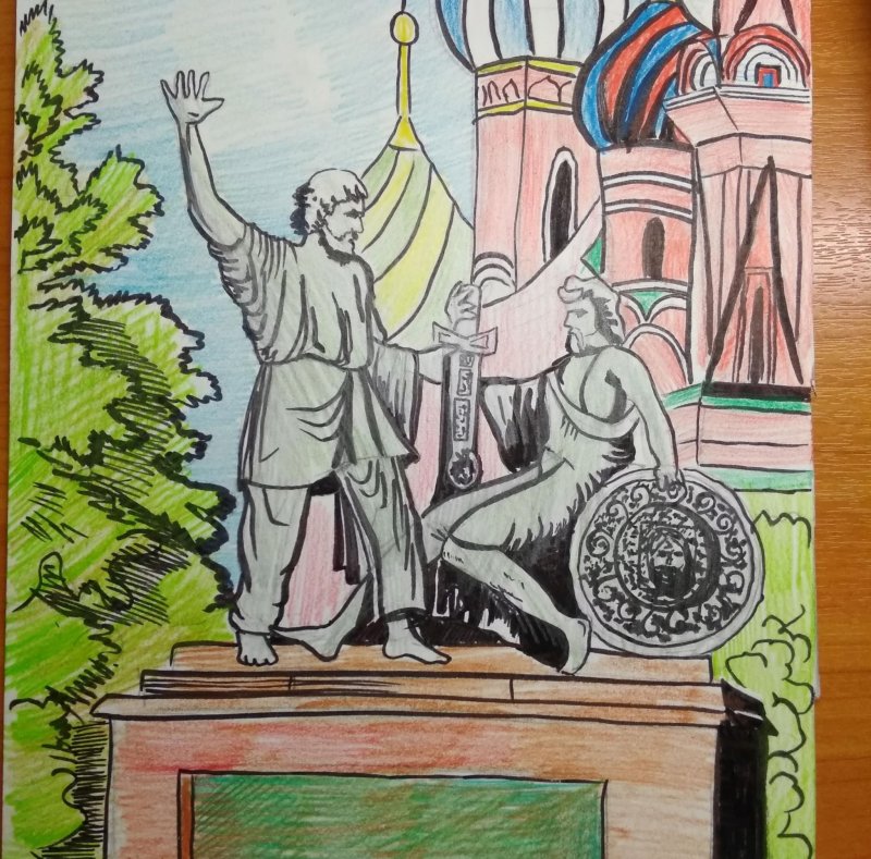 Памятник Минину и Пожарскому рисунок