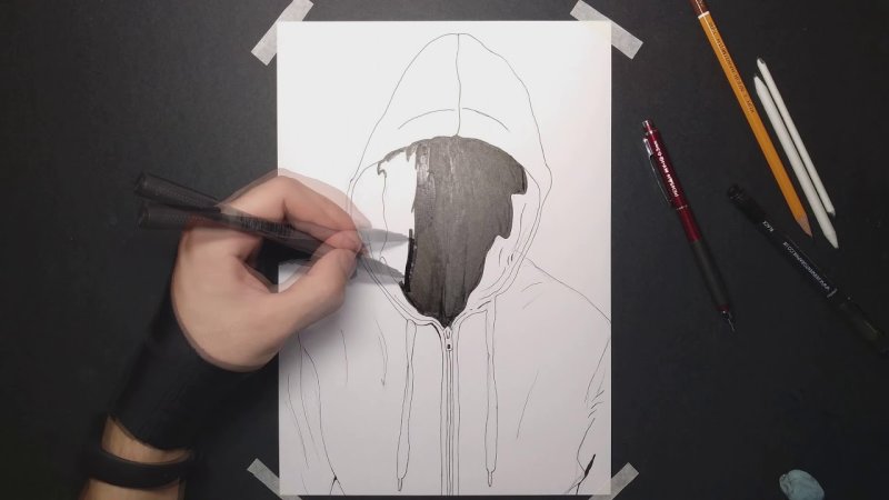 Человек в капюшоне рисунок