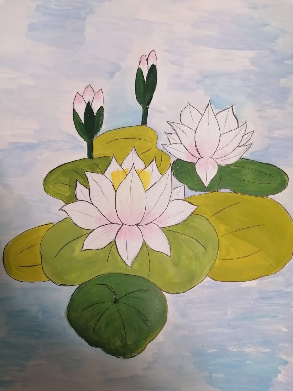 Кувшинка рисунок легкий