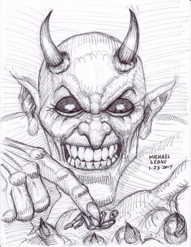 Дьявол рисунок карандашом