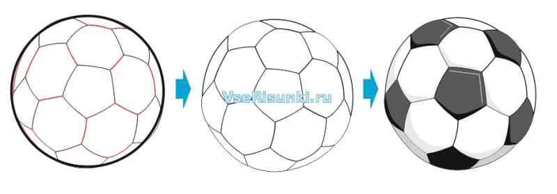 Футбольный мяч карандашом