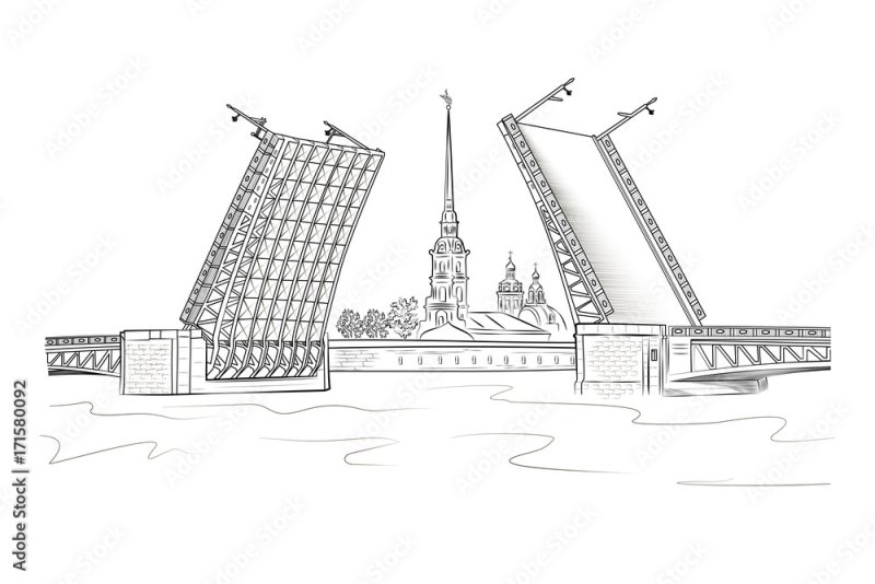 Питер разводной мост Петропавловская крепость