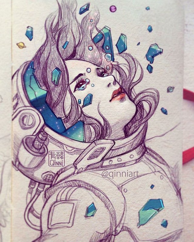 Рисунок космос для срисовки