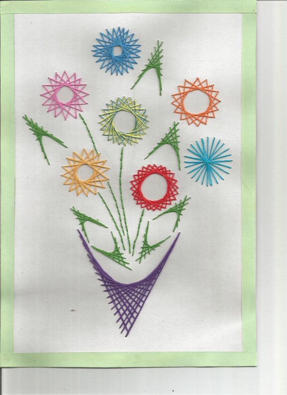 вышивка нитками на картоне изонить